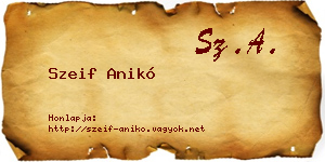 Szeif Anikó névjegykártya